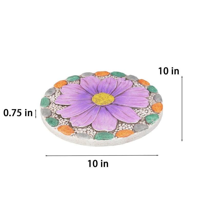 Cynkeyee Outdoor Garden Decor Stepping Stones - Outside Garden Yard Decorative Stones Gifts for Women Garden Decor for Outside 10x10x0.75 Inch - Image 2